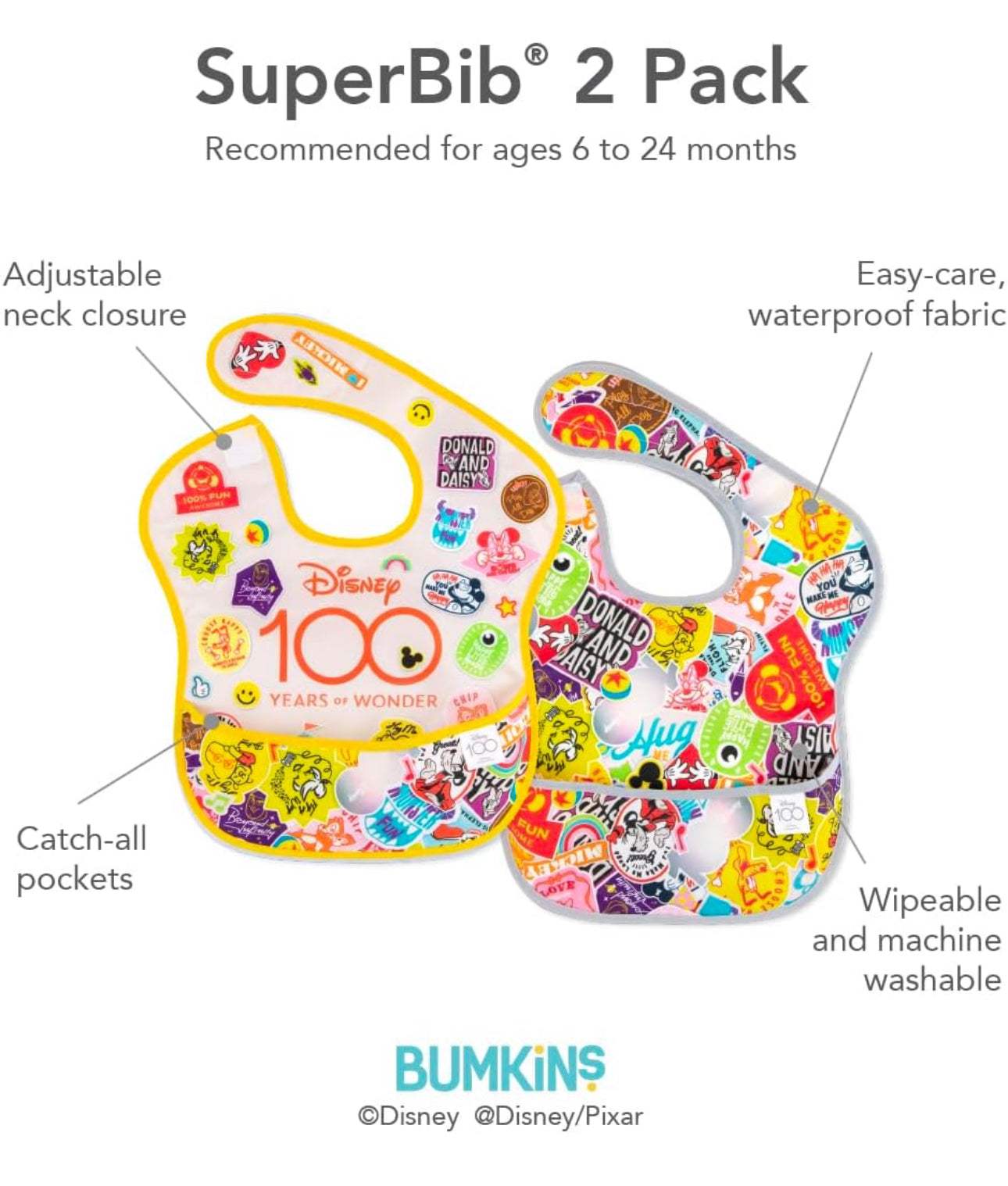 BUMKINS - Disney造型超防水飯衣 (100週年特別版 II 背心款) SuperBibs