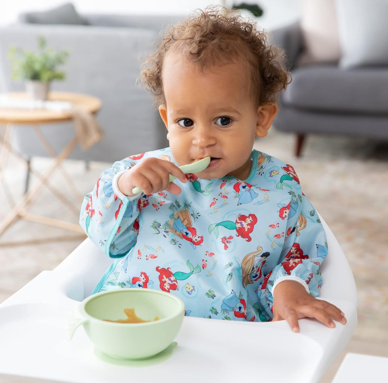 BUMKINS - Disney卡通造型超防水飯衣 (Ariel 長袖款) Sleeved bib