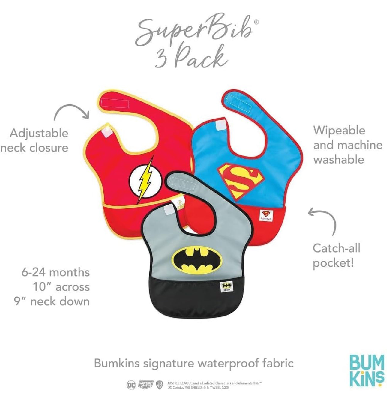 BUMKINS - DC 造型超防水飯衣 (Justice League 背心款) SuperBibs