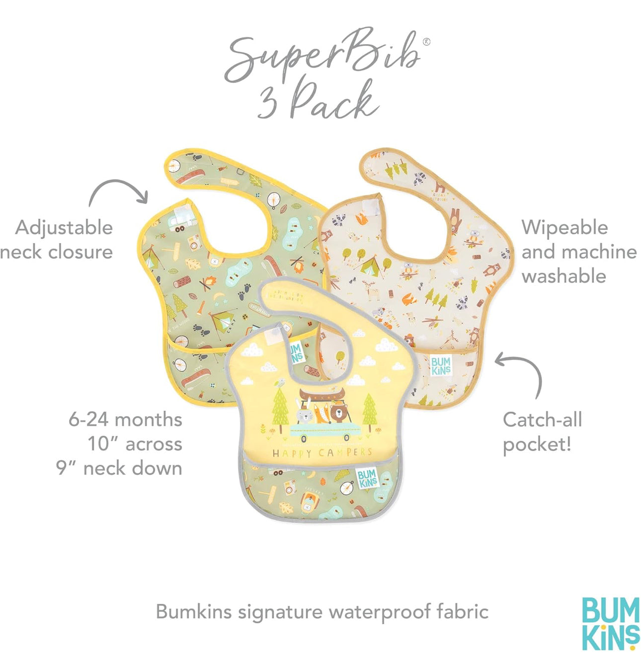 BUMKINS - 造型超防水飯衣 (Happy Campers 背心款) SuperBibs