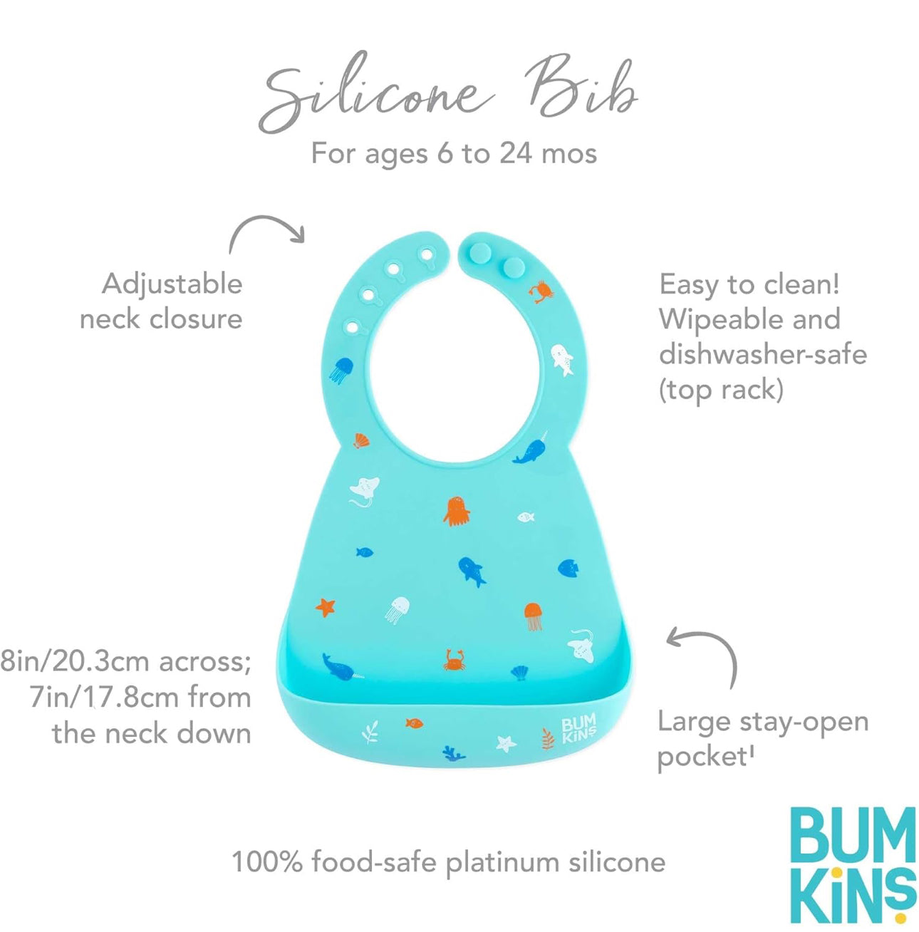 BUMKINS - 超防水矽膠圍兜 (Ocean Life)