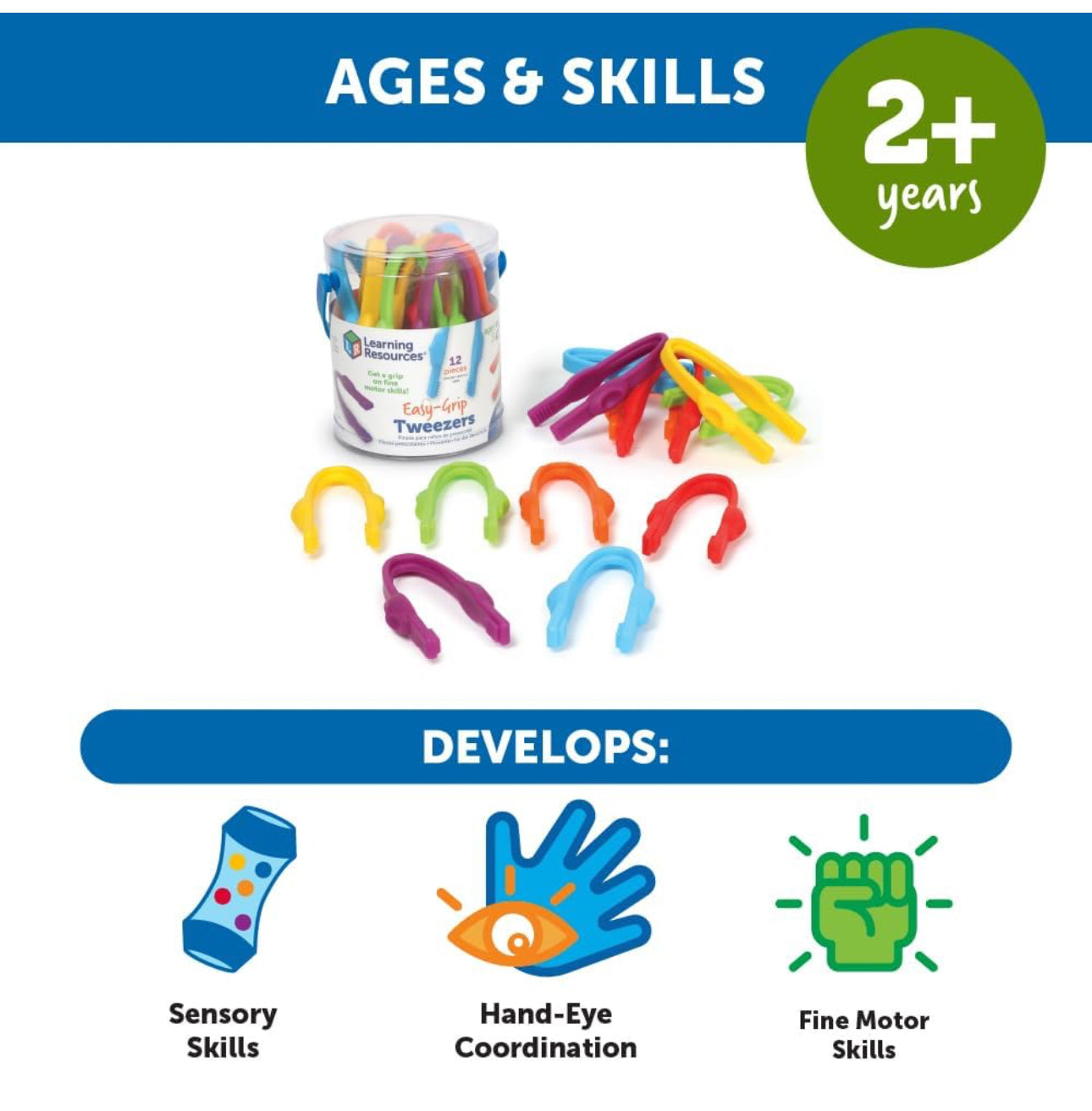 Learning Resources - Easy-Grip Tweezers(Set of 12)