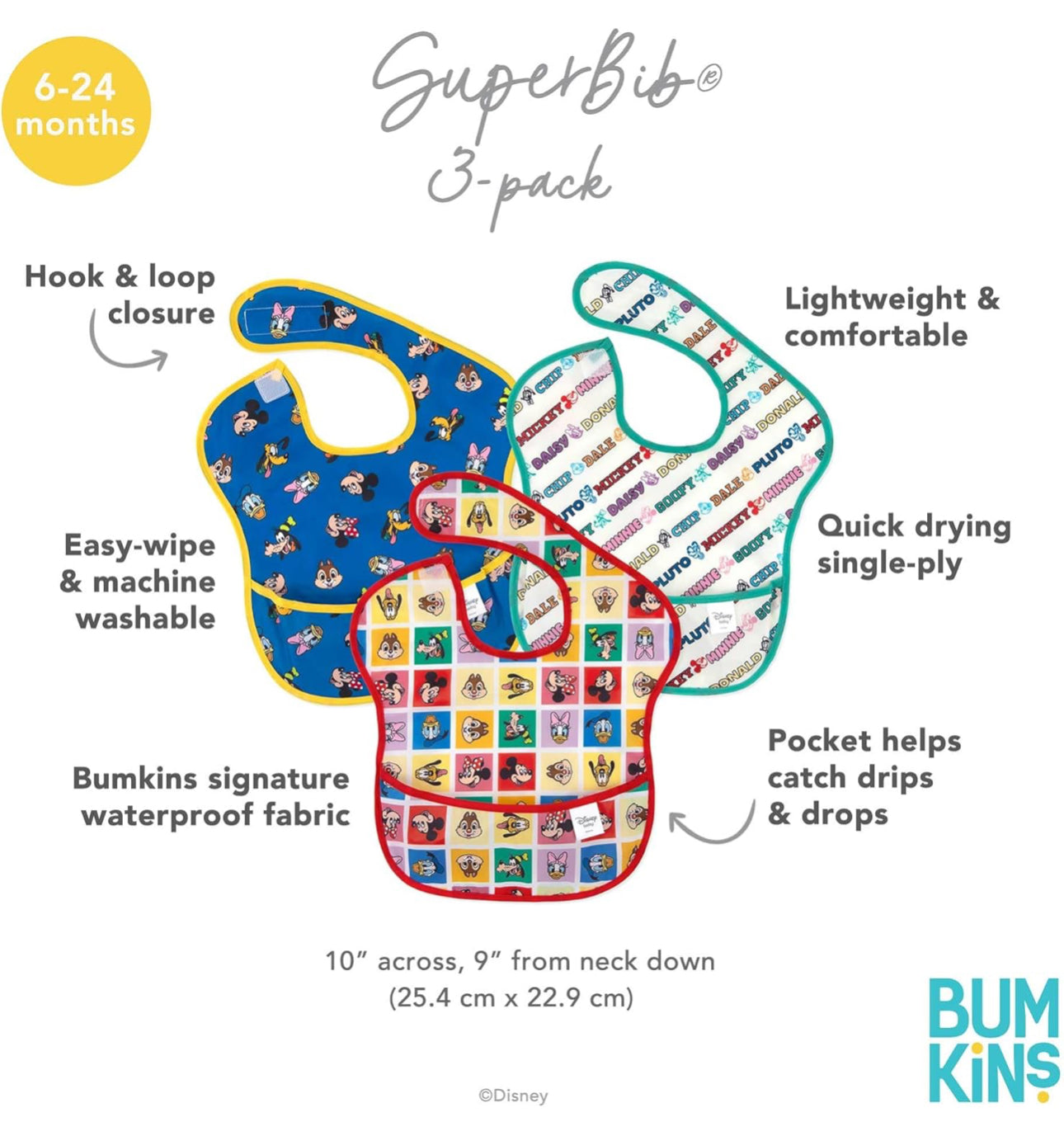 BUMKINS - Disney造型超防水飯衣 (Mickey & Friends 背心款) SuperBibs