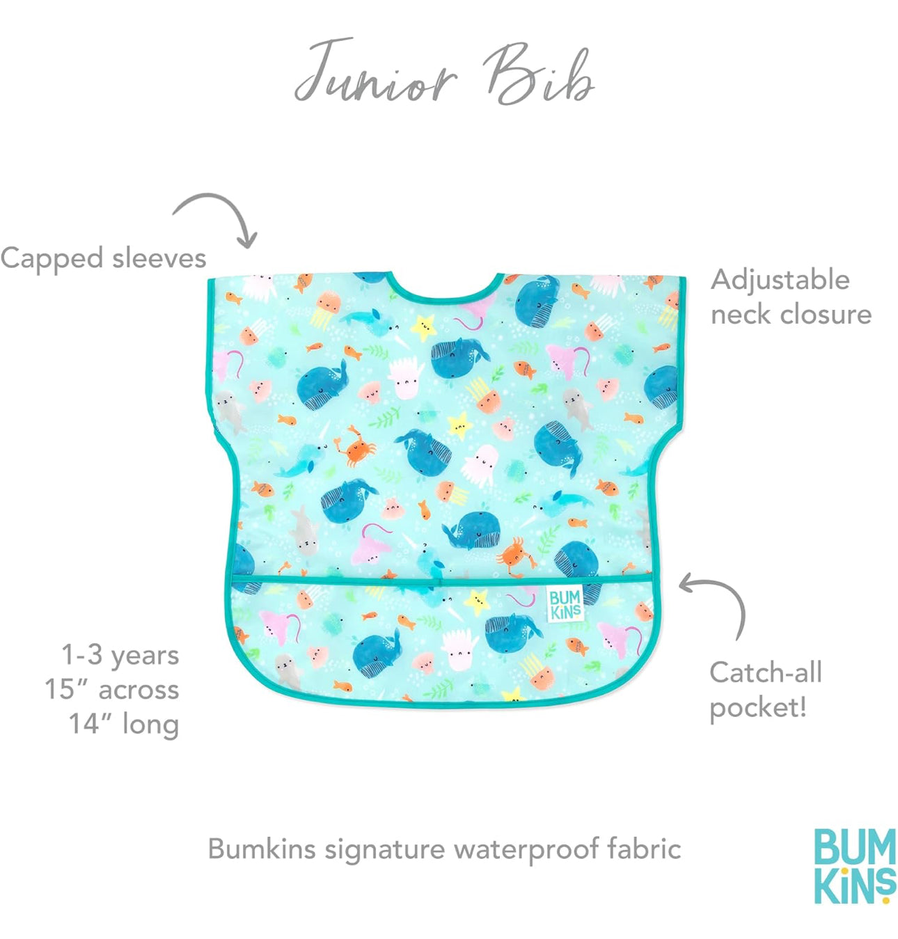 BUMKINS - 仙氣超防水飯衣 (Jungle & Ocean 短袖款) Junior bib