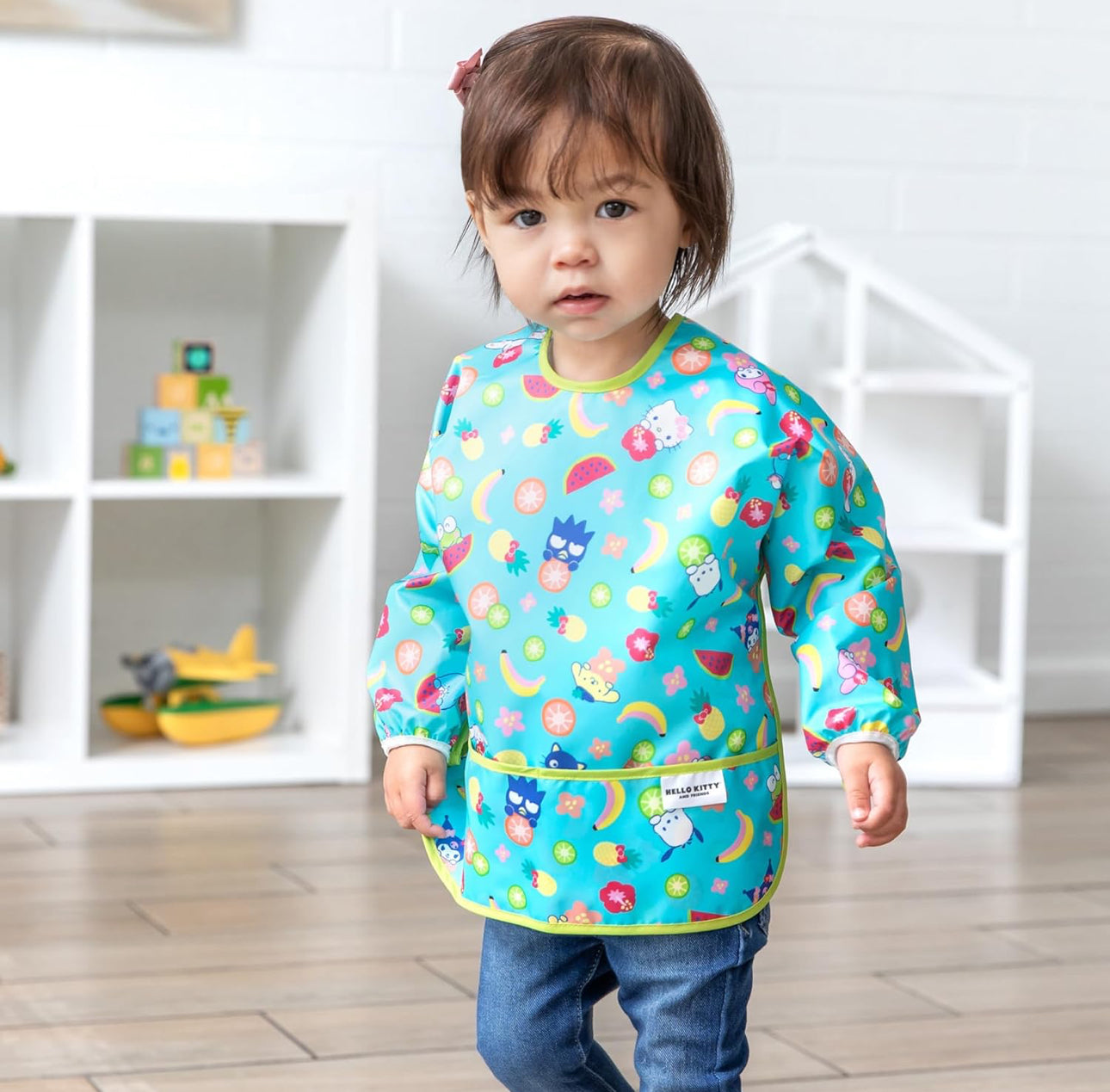 BUMKINS - Sanrio 卡通造型超防水飯衣 (Kitty & friends 長袖款) Sleeved bib