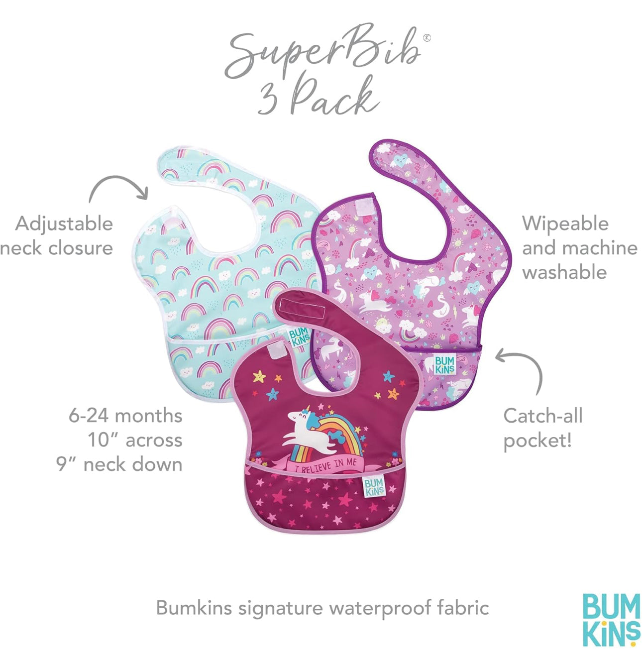 BUMKINS - 獨角獸卡通造型超防水飯衣 (Unicorn 背心款) SuperBibs