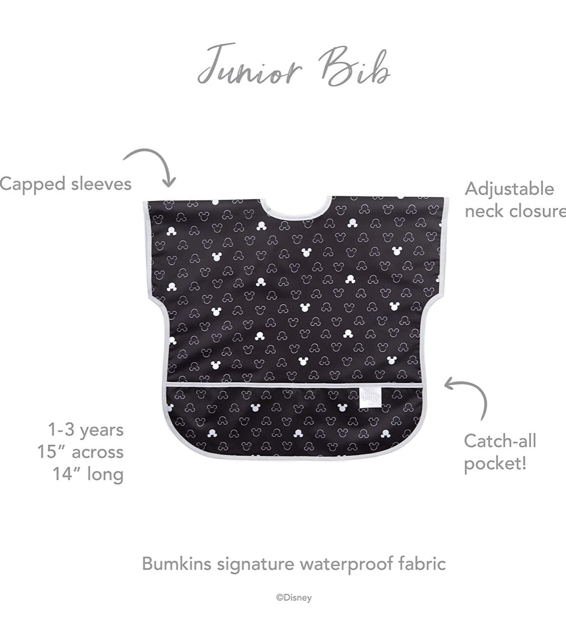 BUMKINS - Disney卡通造型超防水飯衣 (Mickey 款) Junior Bibs