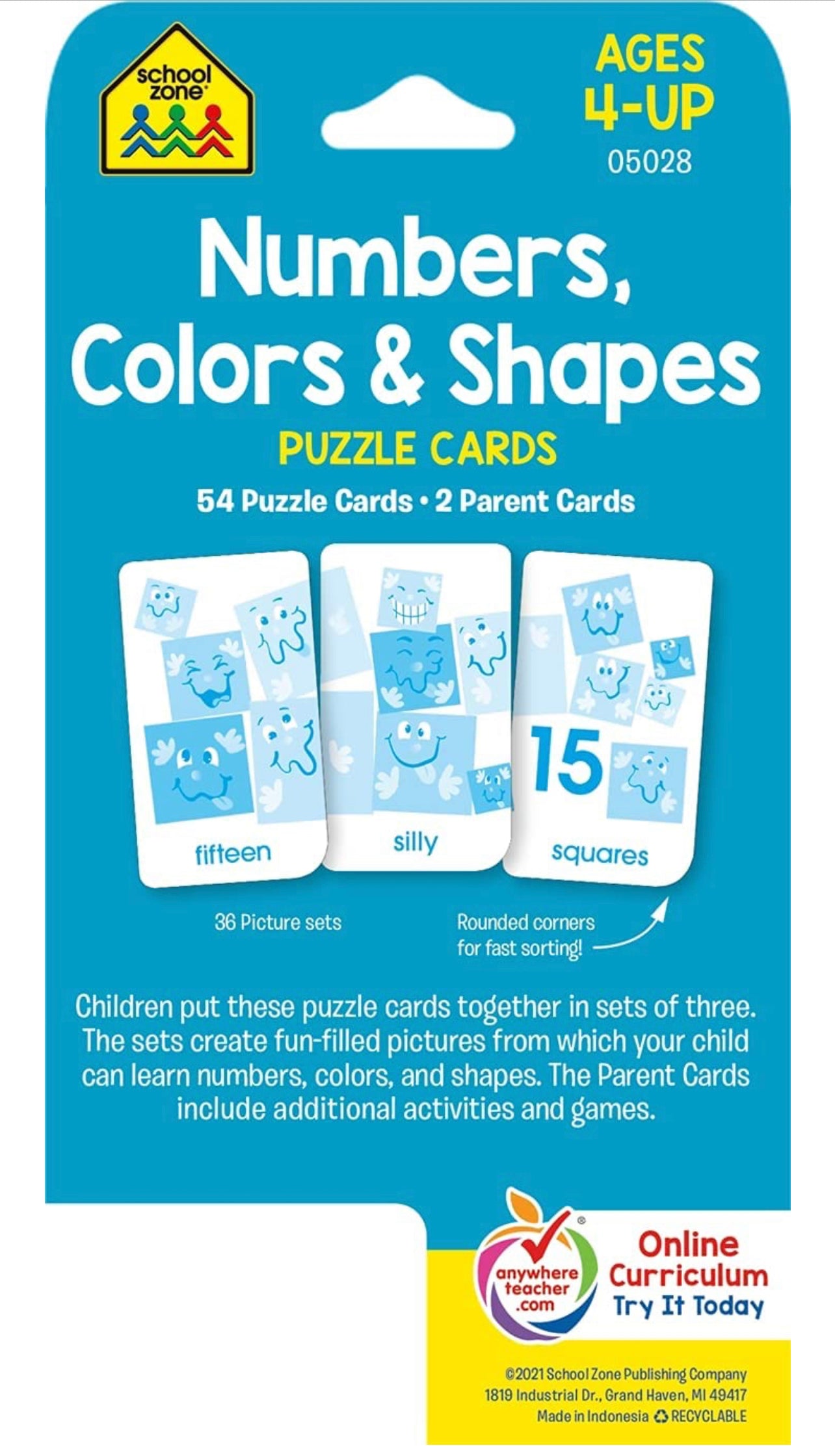 School Zone Puzzle Card 學習記憶快閃卡 - Numbers, Colors & Shapes