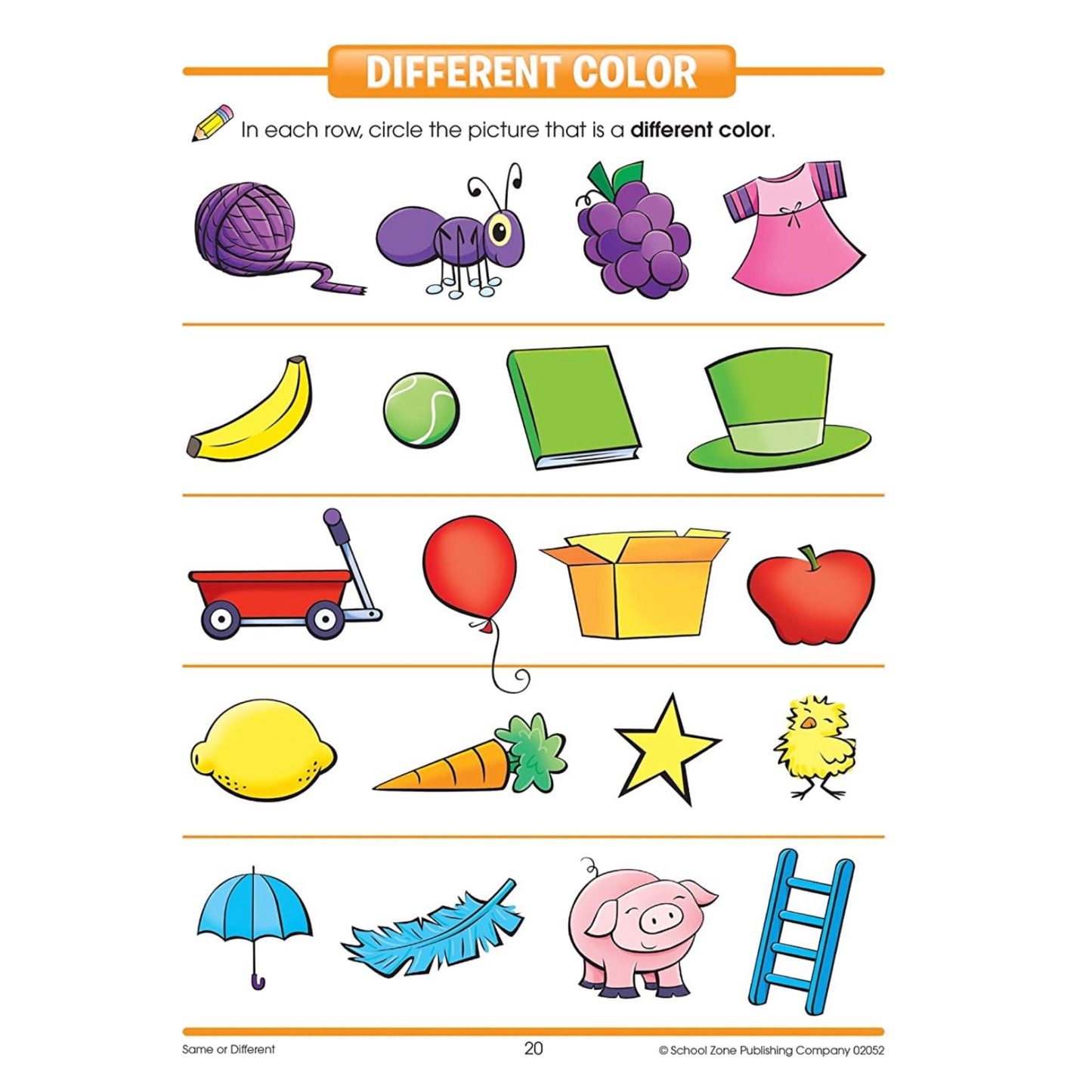 School Zone - Preschool Workbook (Same or Different 32 pages)
