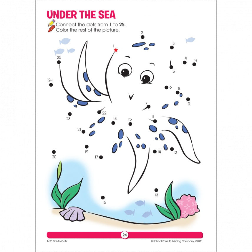 School Zone - Dot to Dots Workbook (1-25 Dot to Dots 32 pages)