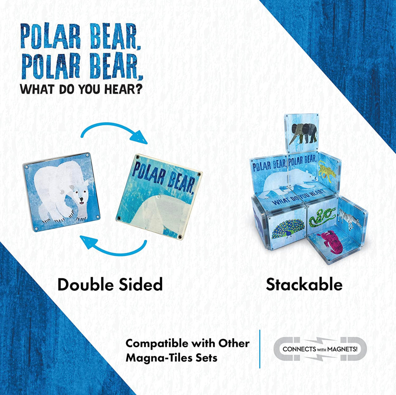 Eric Carle x Magna-Tiles 磁力片積木玩具 - Polar Bear Polar Bear16塊套裝