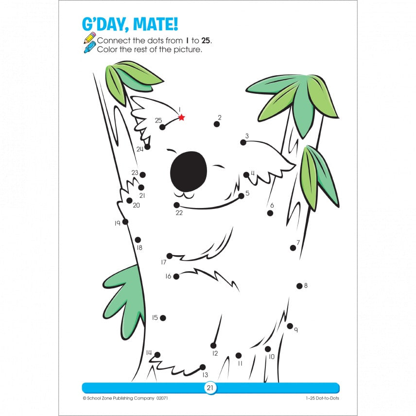 School Zone - Dot to Dots Workbook (1-25 Dot to Dots 32 pages)