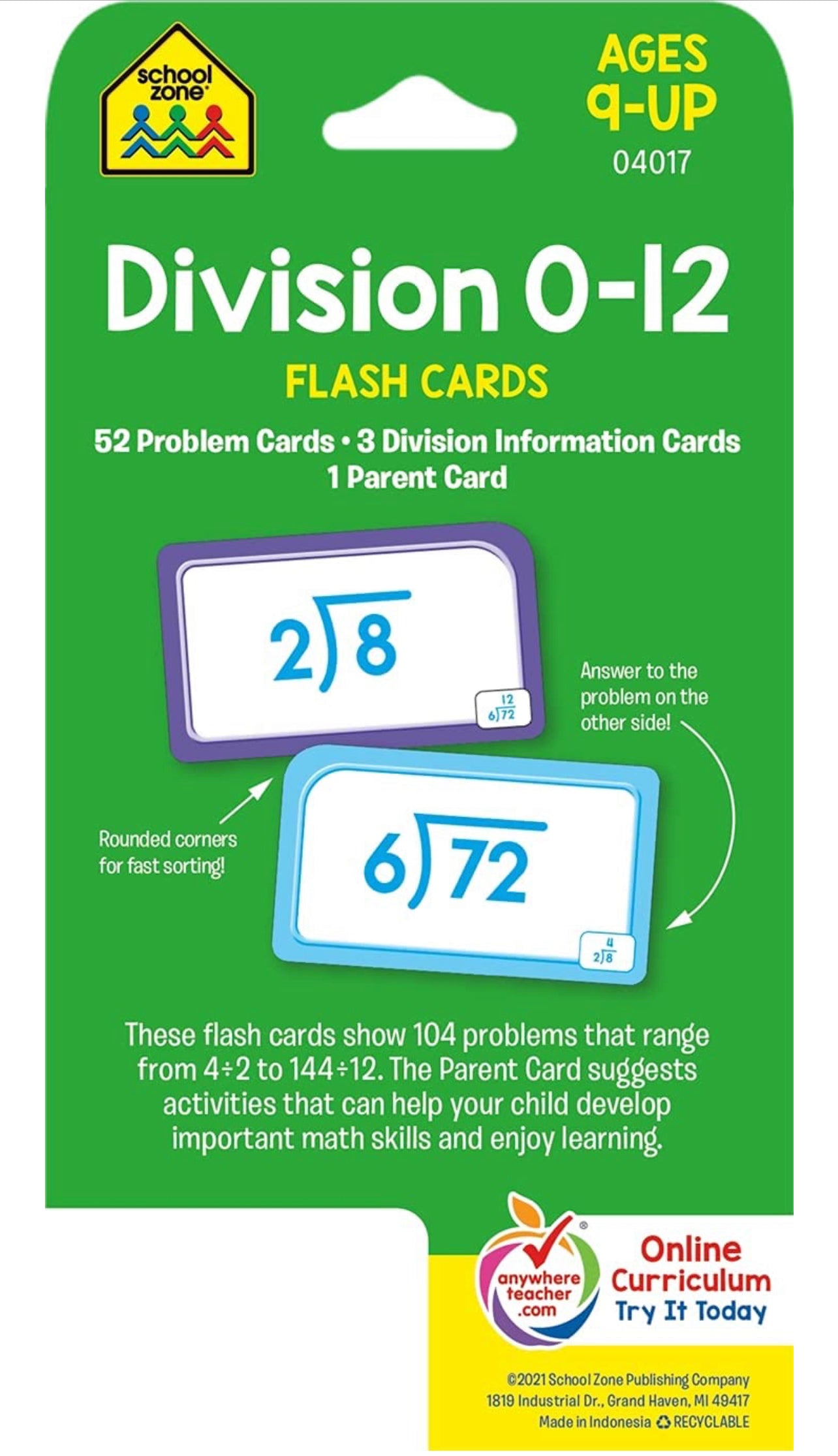 School Zone Flash Card 學習記憶快閃卡 - Division 0-12