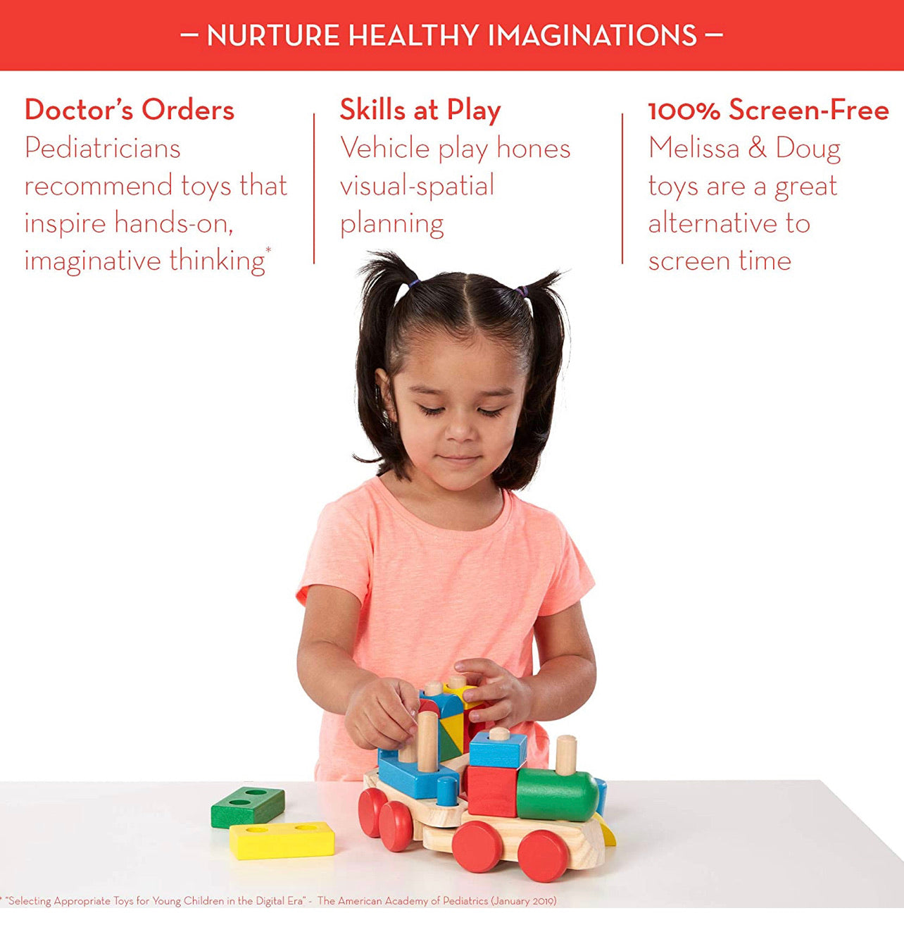 Melissa & Doug - 七彩串串積木小列車