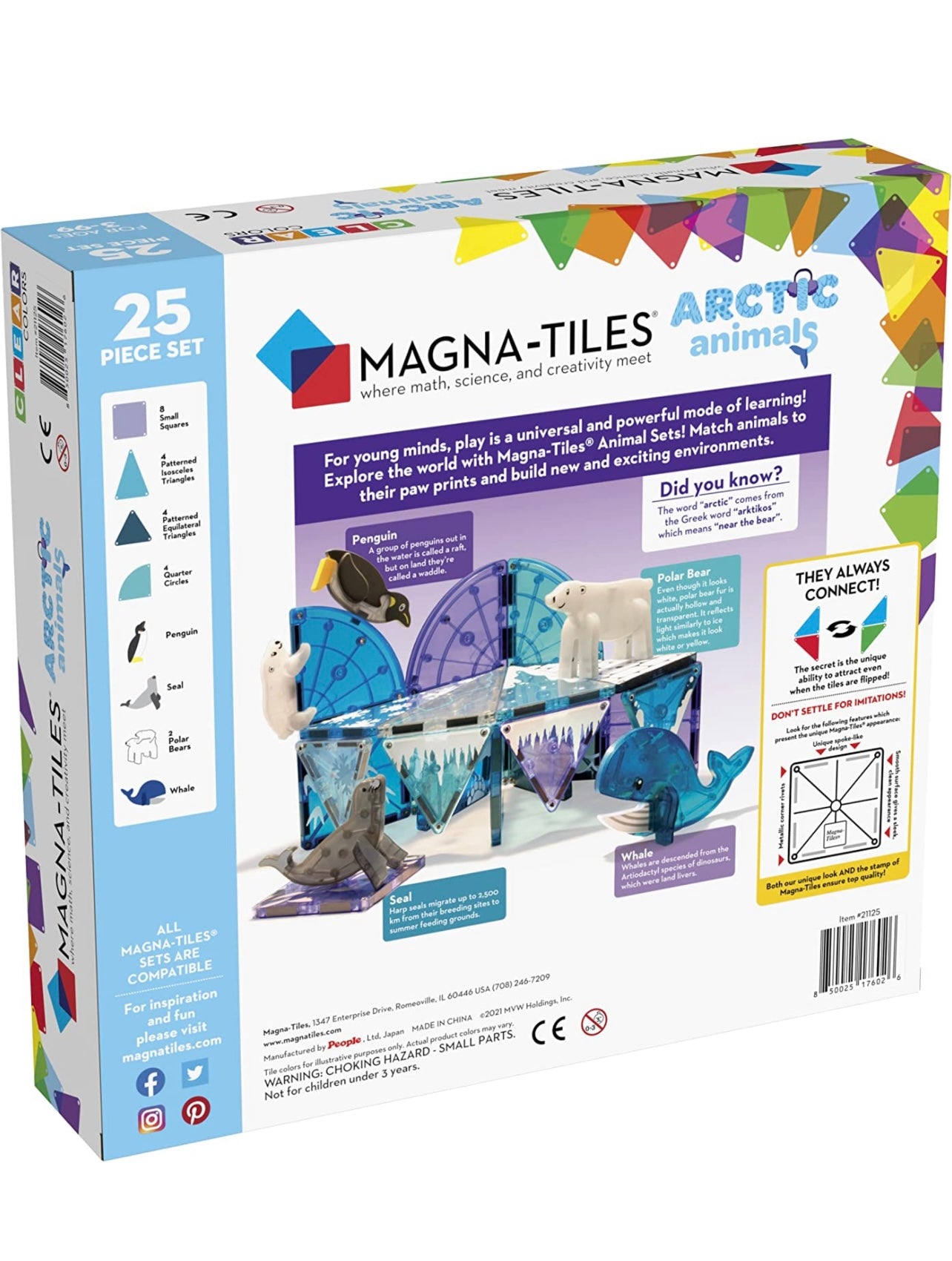 Magna-Tiles 磁力片積木玩具 - 冰極動物 25 塊套裝