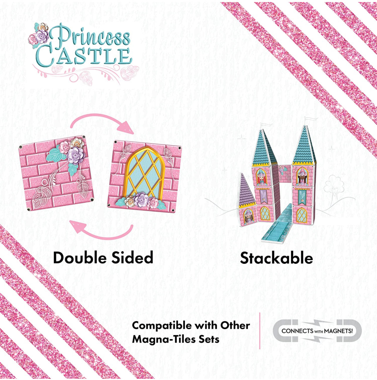Magna-Tiles 磁力片積木玩具 - Princess Castle 53塊套裝