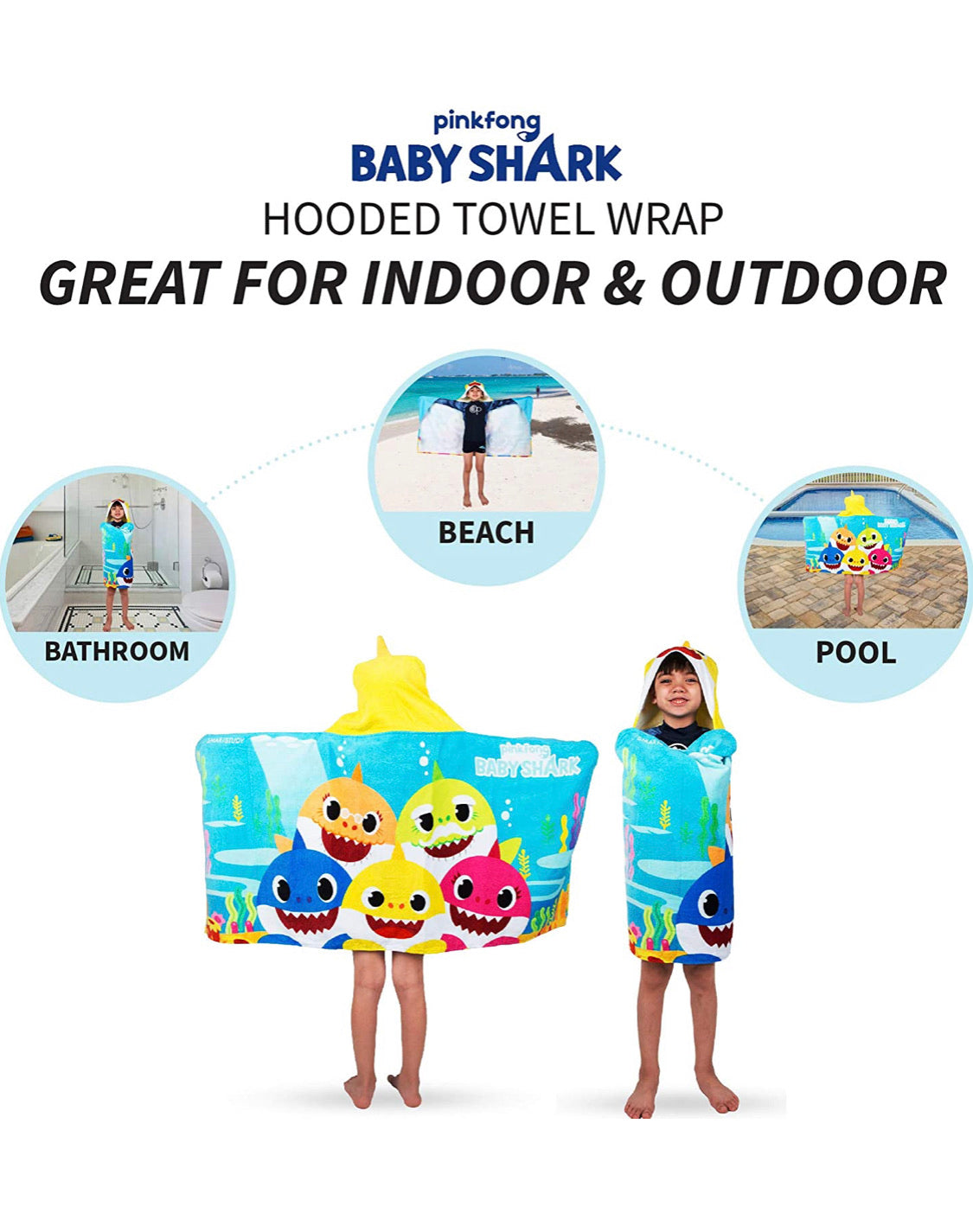 Baby Shark 連帽浴巾/沙灘巾