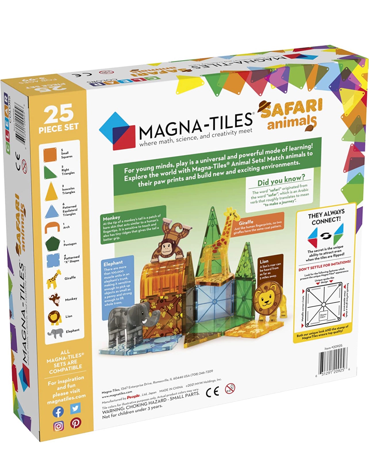 Magna Tiles 磁力片積木玩具 - 野生動物 25 塊套裝