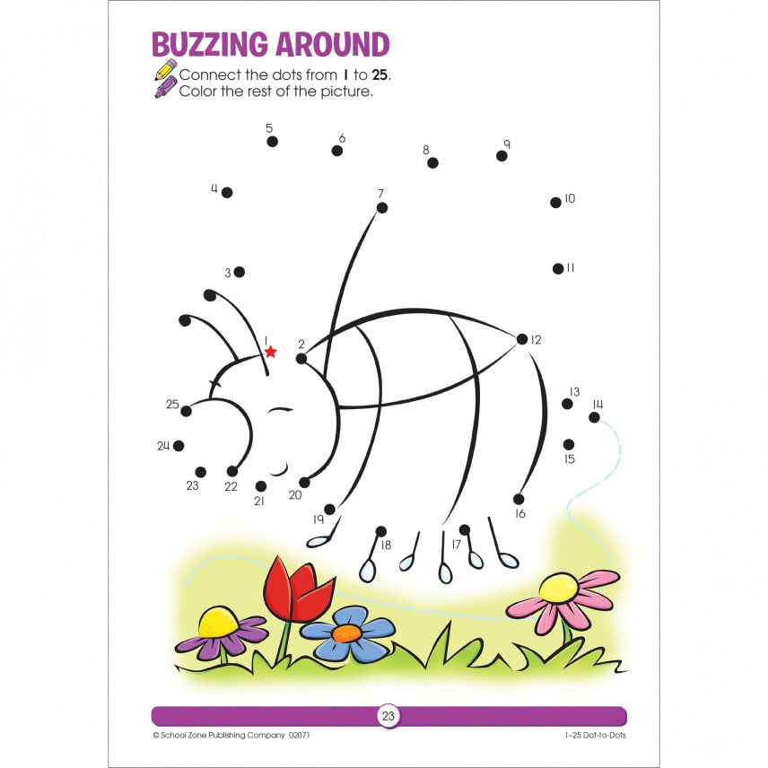 School Zone - Dot to Dots Workbook (1-25 Dot to Dots 32 pages)