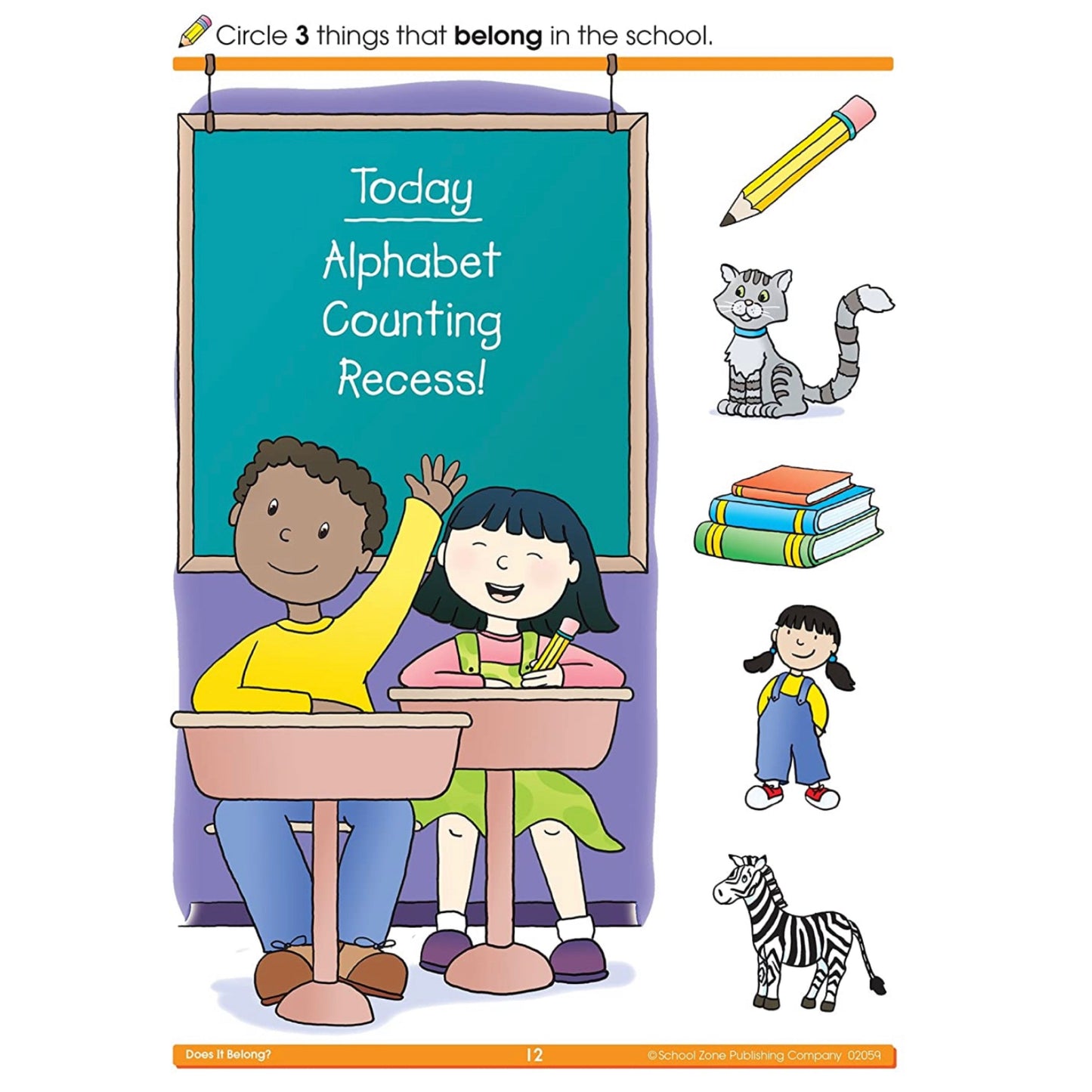 School Zone - Preschool Workbook (Does it Belong? 32 pages)