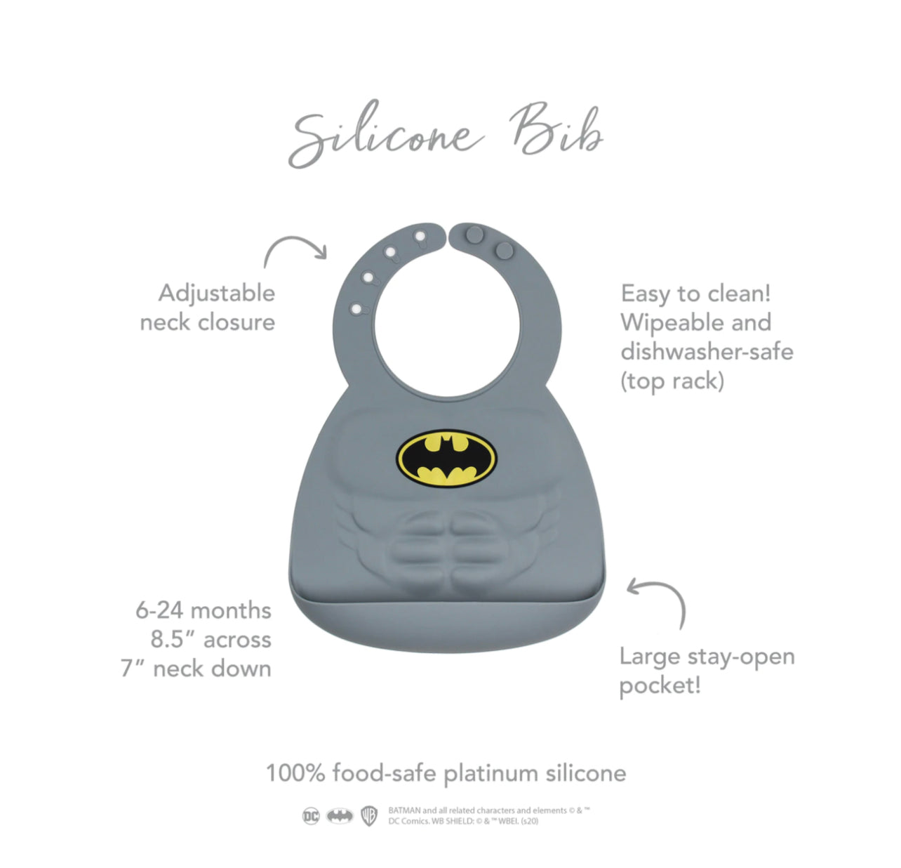 BUMKINS - DC 卡通造型超防水矽膠圍兜 (Batman)