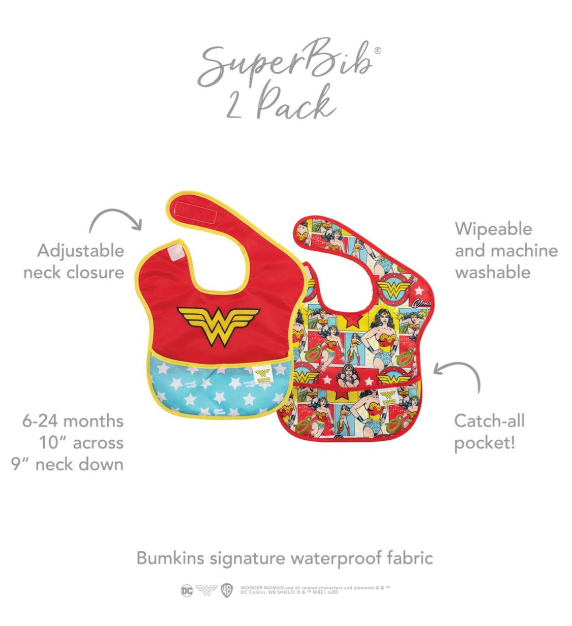 BUMKINS - DC卡通造型超防水飯衣 (Wonder Woman 背心款) SuperBibs