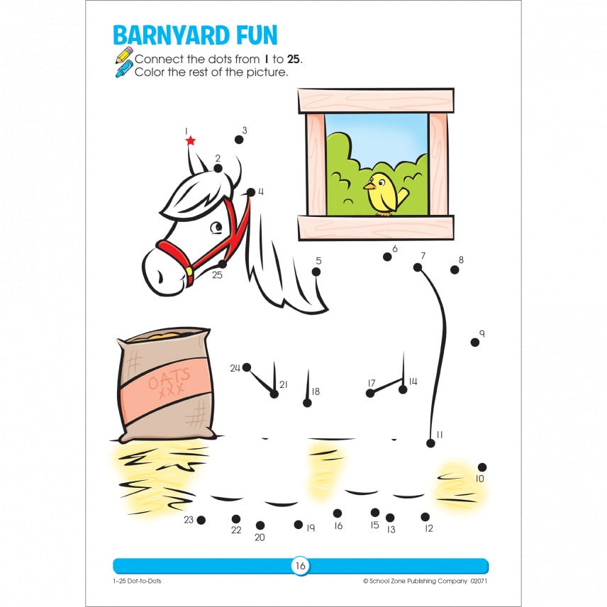 School Zone - Dot to Dots Workbook (1-25 Dot to Dots 32 pages)