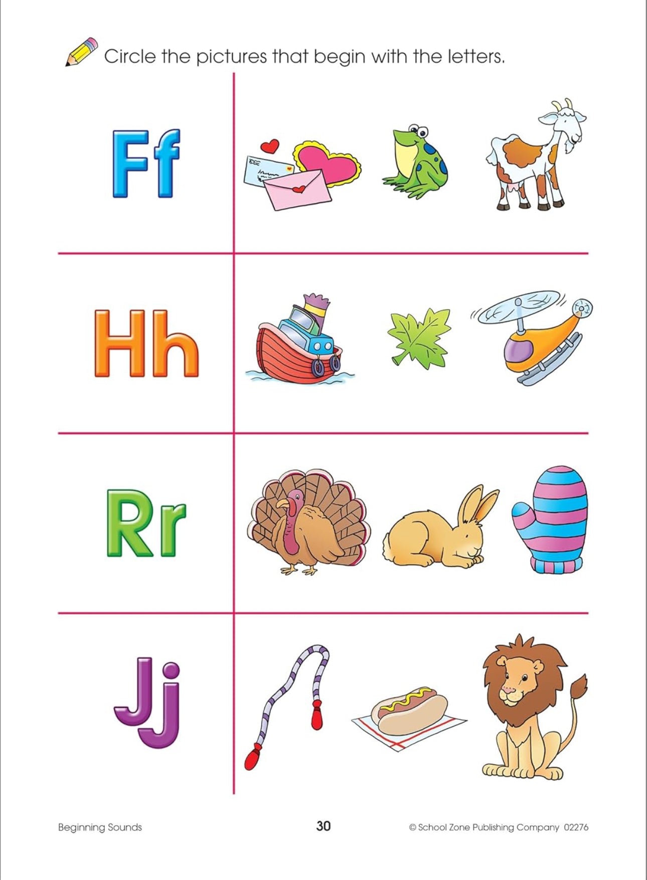 School Zone - Preschool Workbook (Beginning Sound 32 pages)