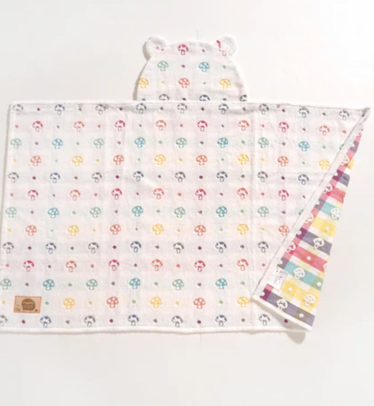 10mois - 超高質雙面二重紗連帽浴巾 (蘑菇）