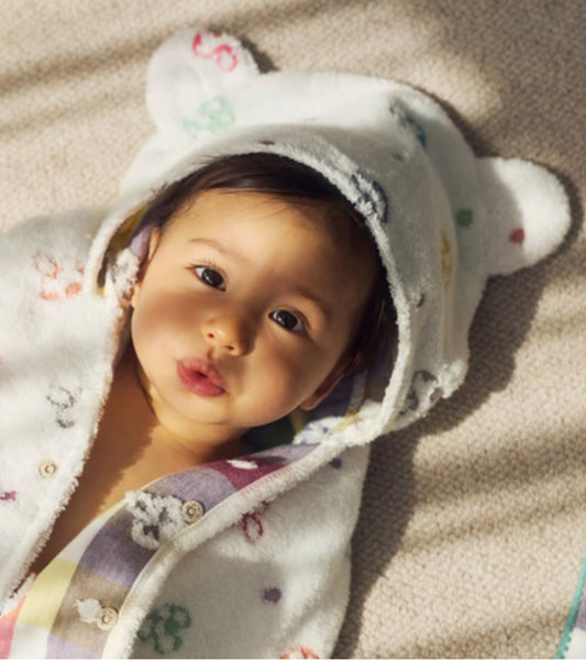 10mois - 超高質雙面二重紗連帽浴巾 (蘑菇）