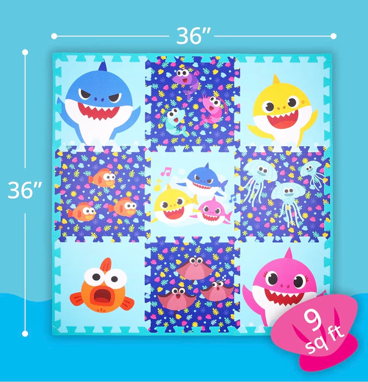 Baby Shark 大大塊泡沫膠 Puzzle Mat (9件裝)