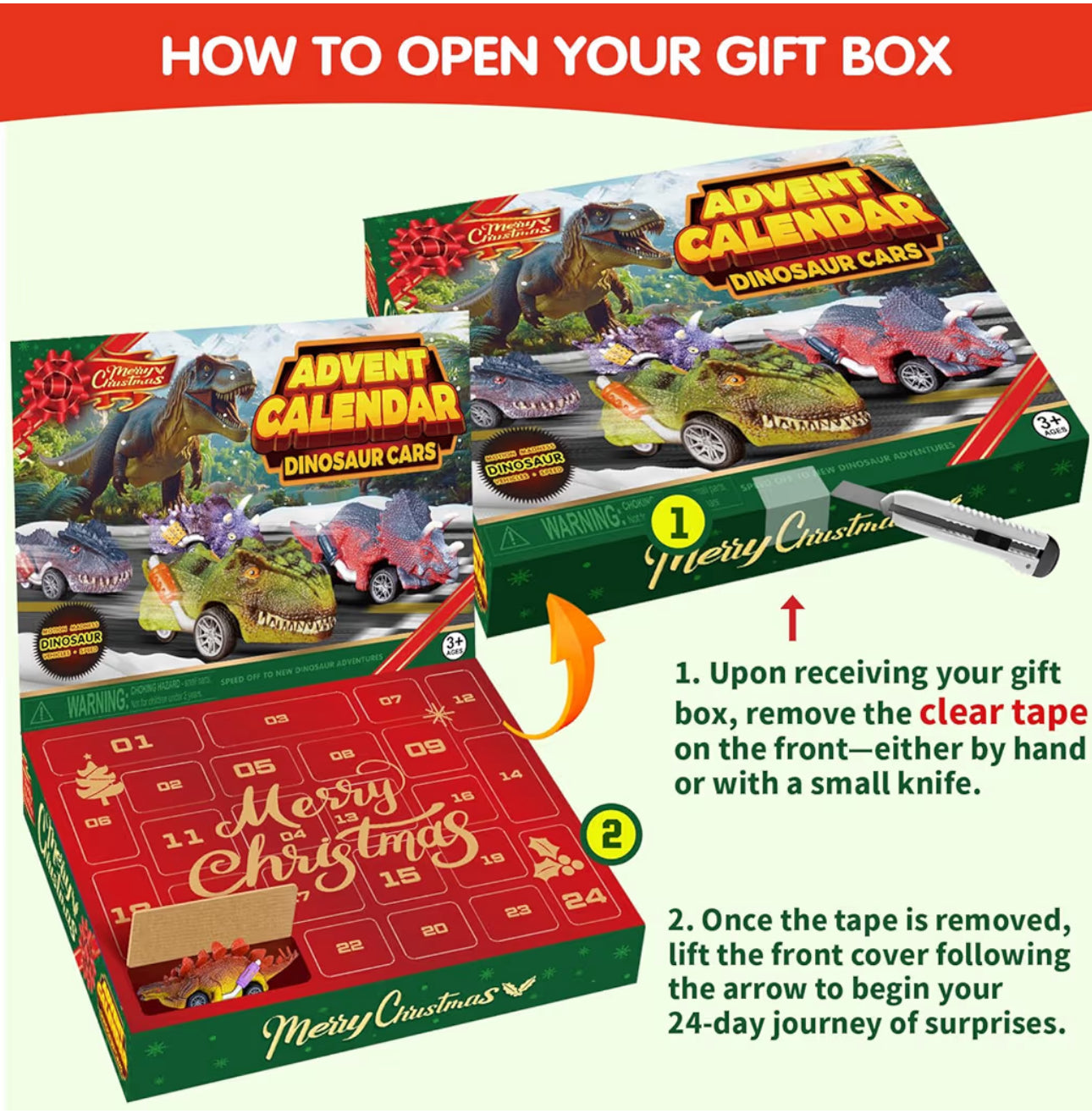 恐龍迷❤️Dino Cars Play Set 聖誕倒數月曆