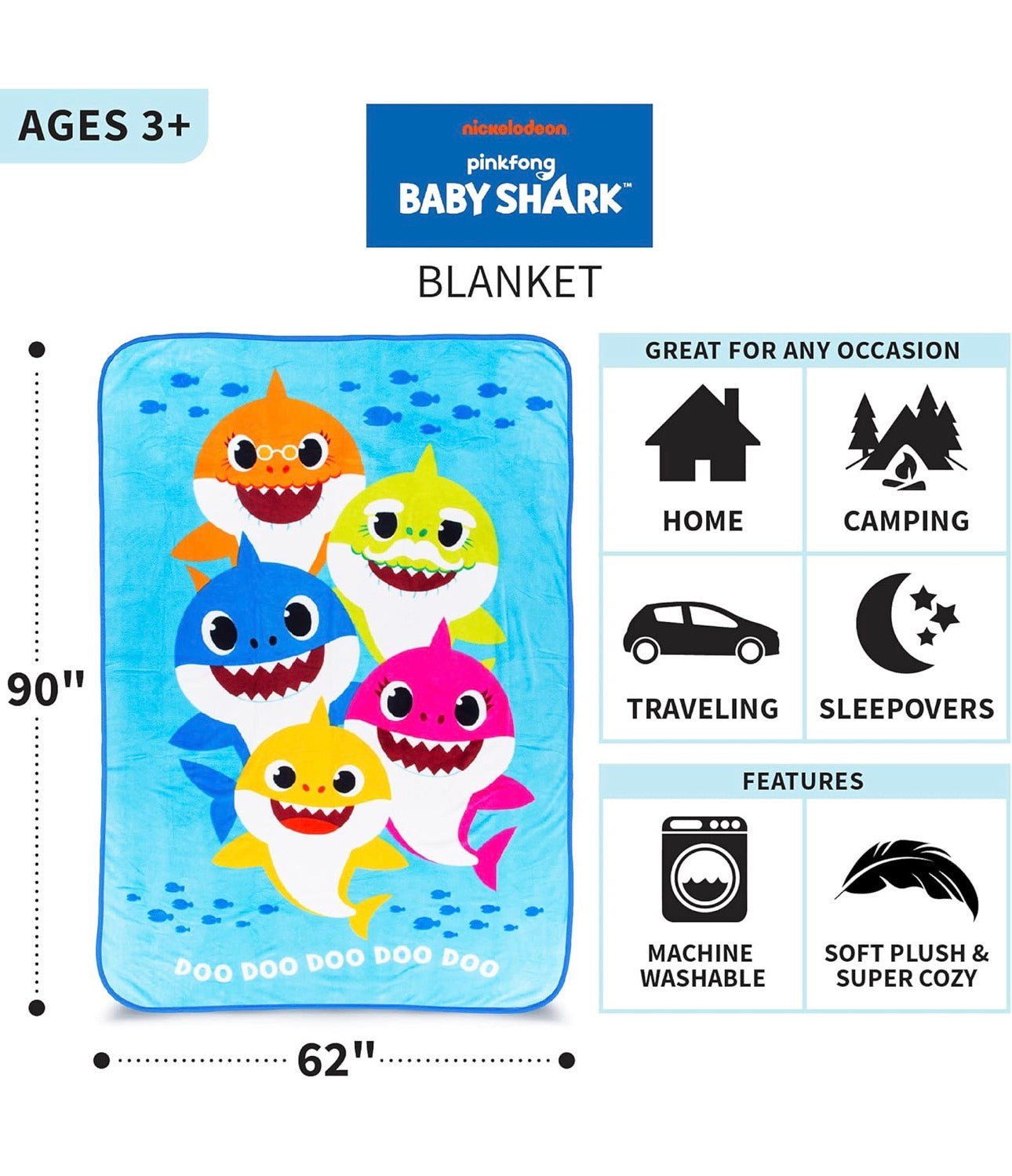 Baby shark Super Soft 珊瑚絨被仔 (60 x 92in)