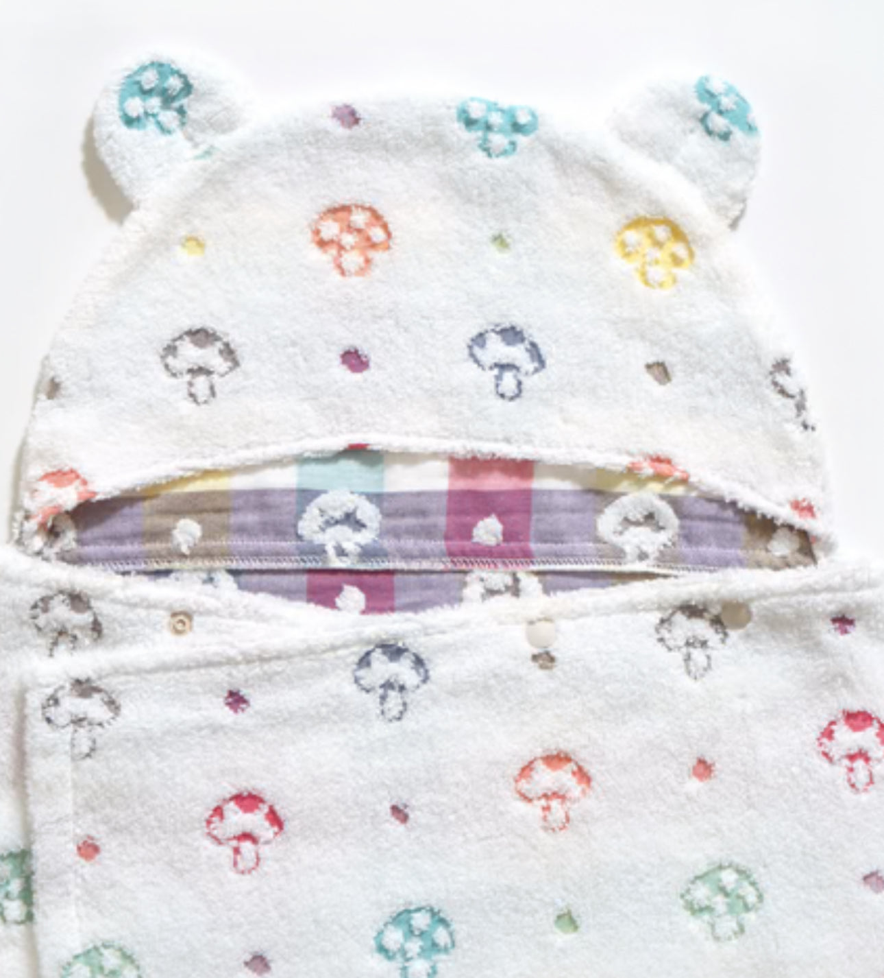 10mois - 超高質雙面二重紗連帽浴巾 (蘑菇）