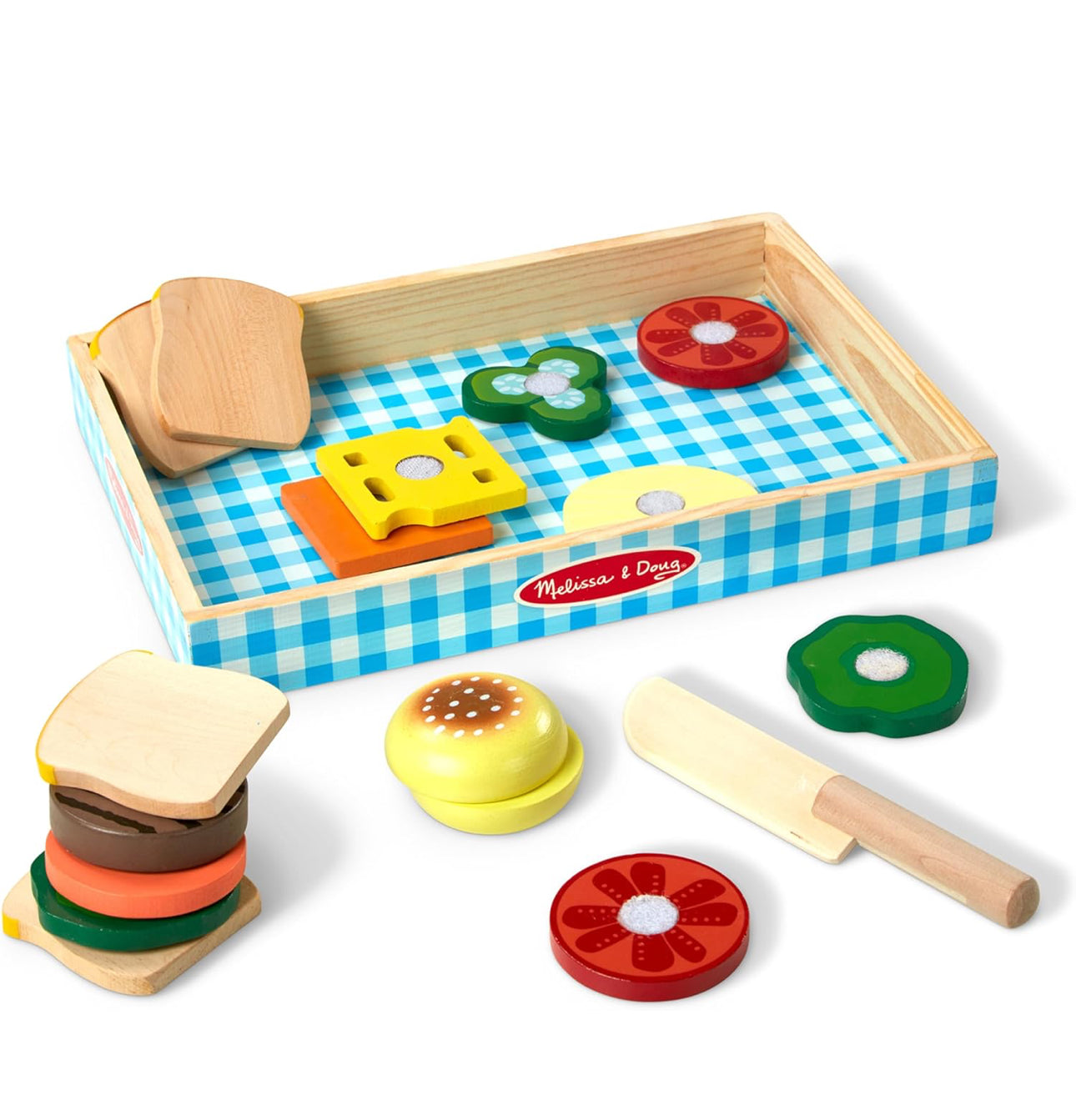 Melissa & Doug - 高級木製砌砌食物套裝 (Sandwich)