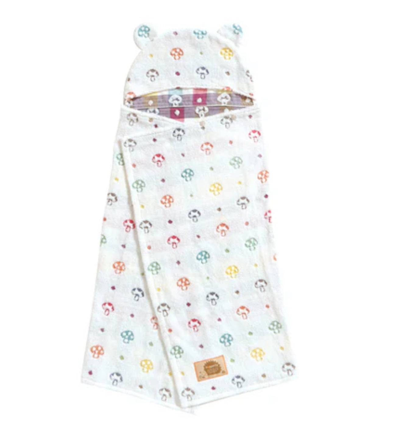 10mois - 超高質雙面二重紗連帽浴巾 (蘑菇）