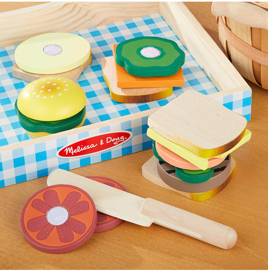 Melissa & Doug - 高級木製砌砌食物套裝 (Sandwich)