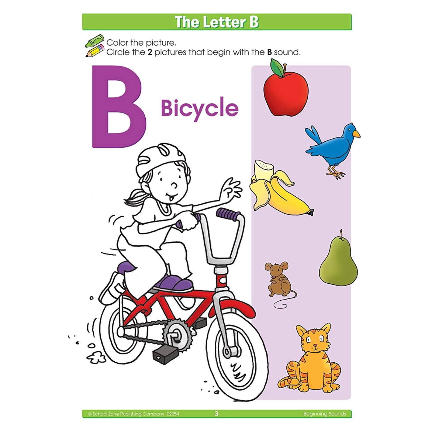 School Zone - Preschool Workbook-B (32pages) Beginning Sound