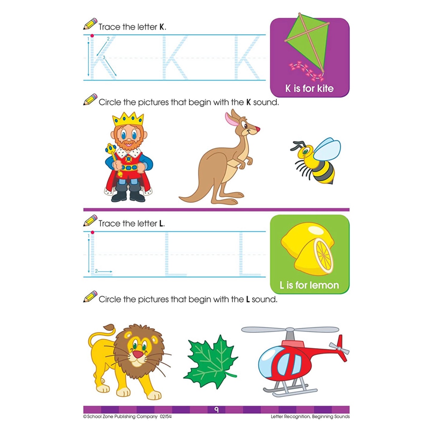 School Zone - Preschool Workbook (32pages) Following Direction