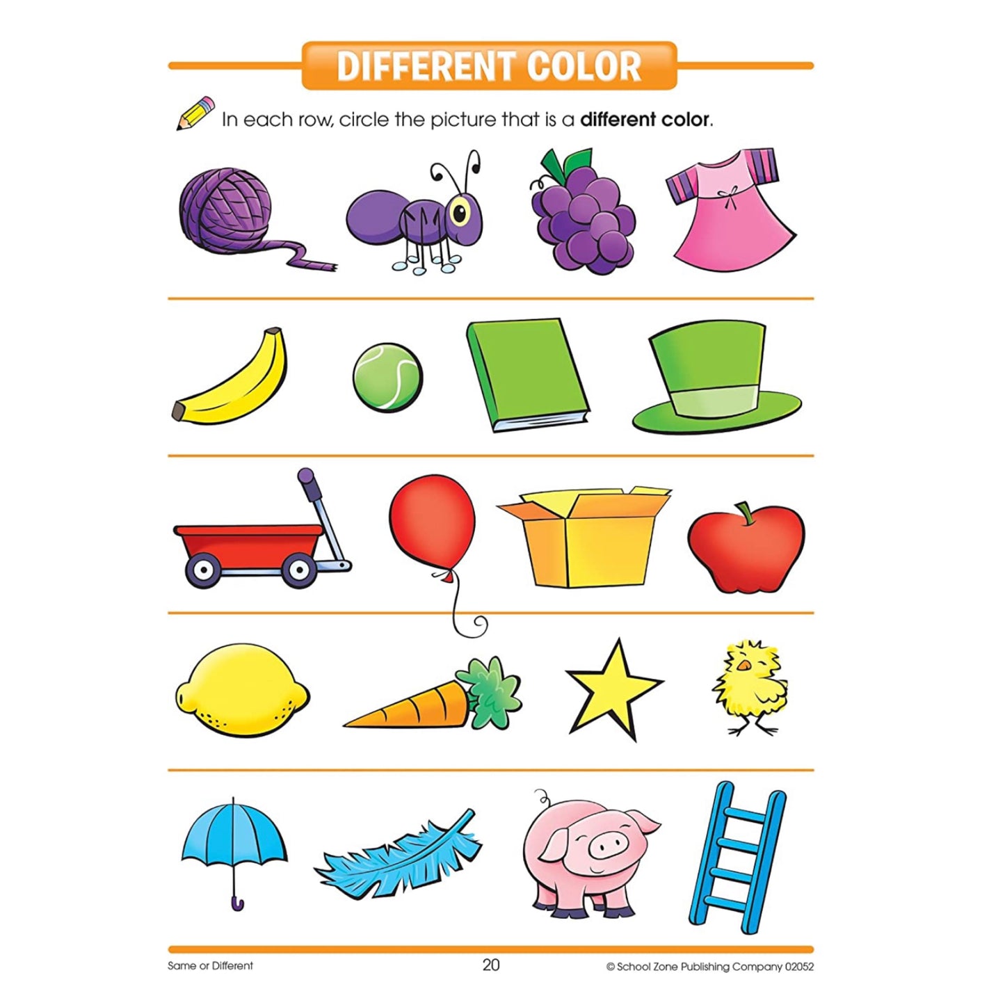 School Zone - Preschool Workbook (32pages) Following Direction