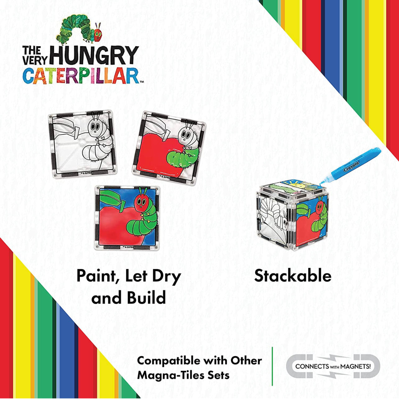 Eric Carle x Magna-Tiles 磁力片積木玩具 - The Very Hungry Caterpillar Print On 12塊套裝