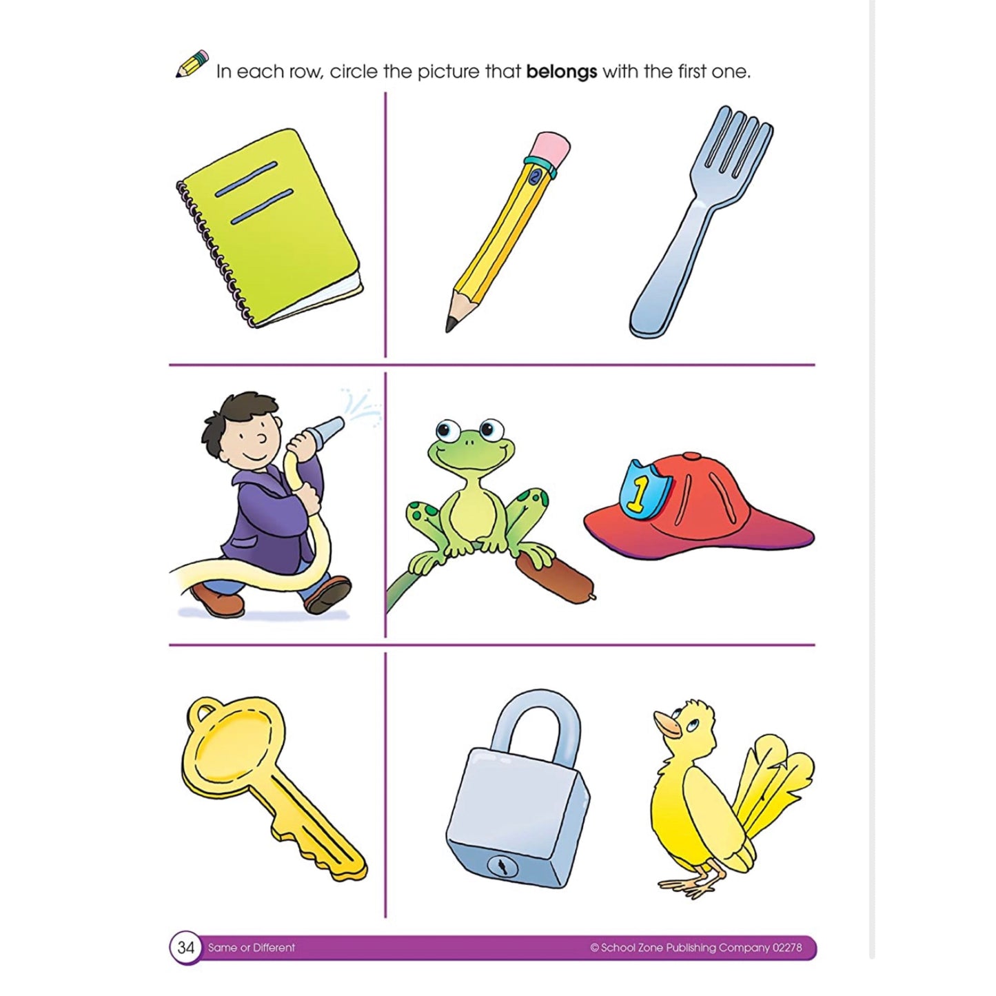 School Zone - Preschool Workbook (64pages) Same or Different