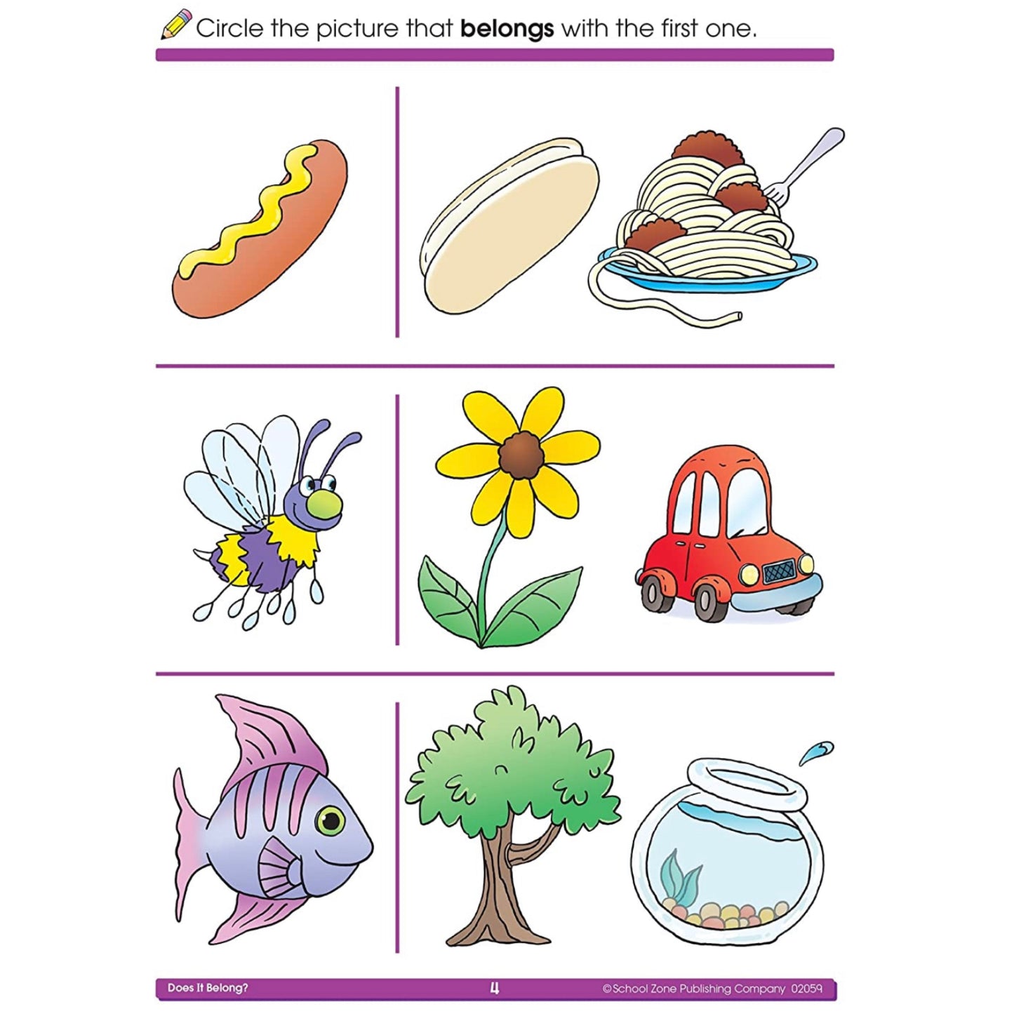 School Zone - Preschool Workbook-B (32pages) Does it Belong?