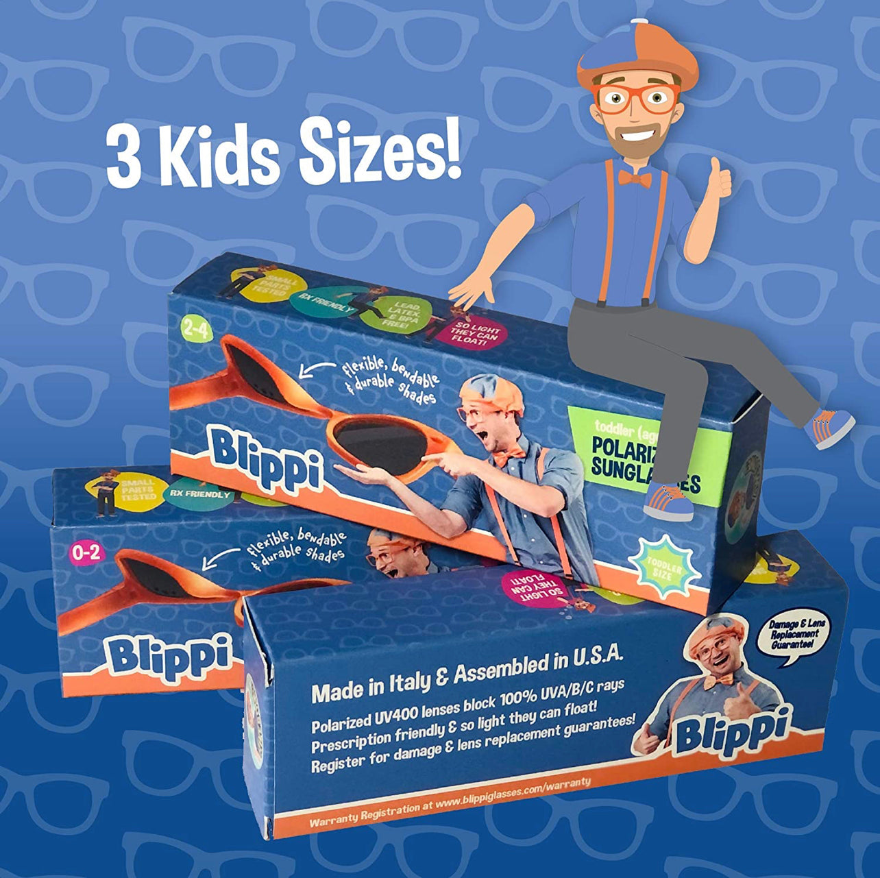 Blippi POLARIZED BB太陽眼鏡🕶️ (黑色鏡片 / 藍色鏡面)