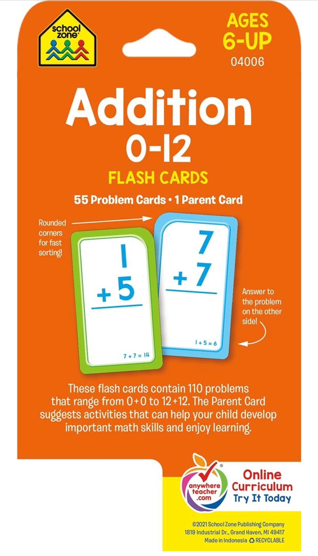 School Zone Flash Card 學習記憶快閃卡 - Addition 0-12